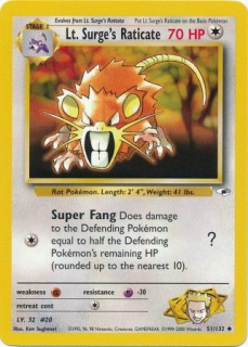 Lt Surge Raticate (51/132)